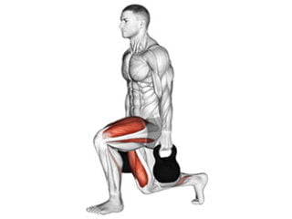 fentes avant kettlebell exercice jambes