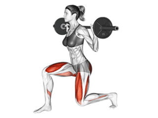 fente avant barre femme exercice musculation jambes