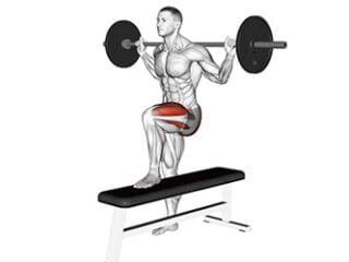 montees sur banc laterales avec barre barbell bench lateral step-up exercices jambes