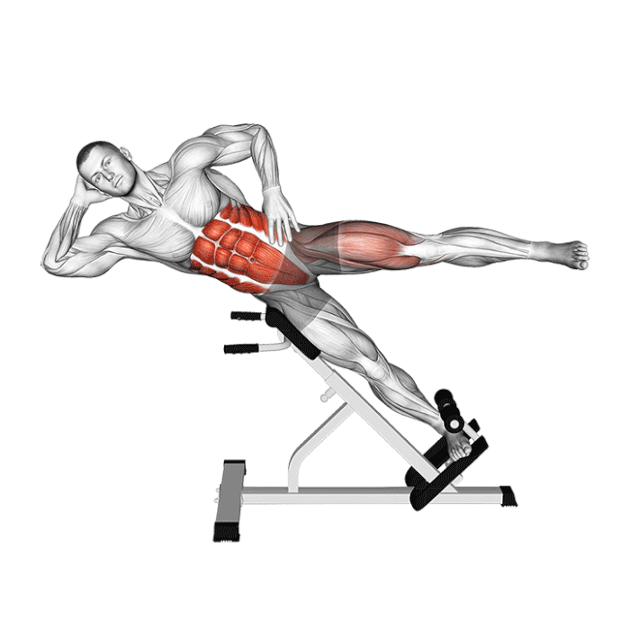 crunch lateral sur banc a lombaires