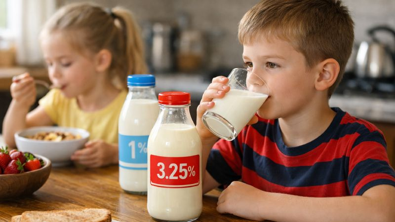 obesite infantile lait entier vs ecreme