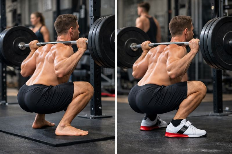 squat plat vs chaussure halterophilie