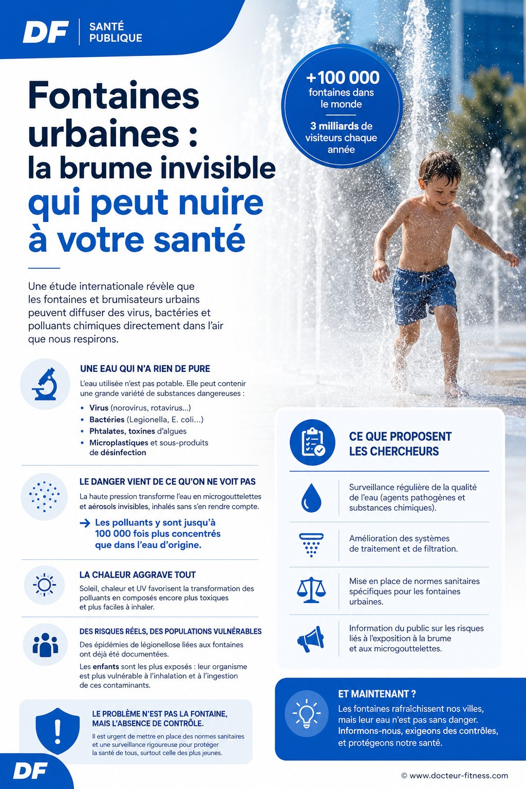 infographie fontaine enfants virus polluants
