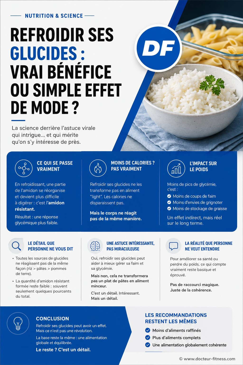 infographie riz froid pates refroidies vraie astuce minceur