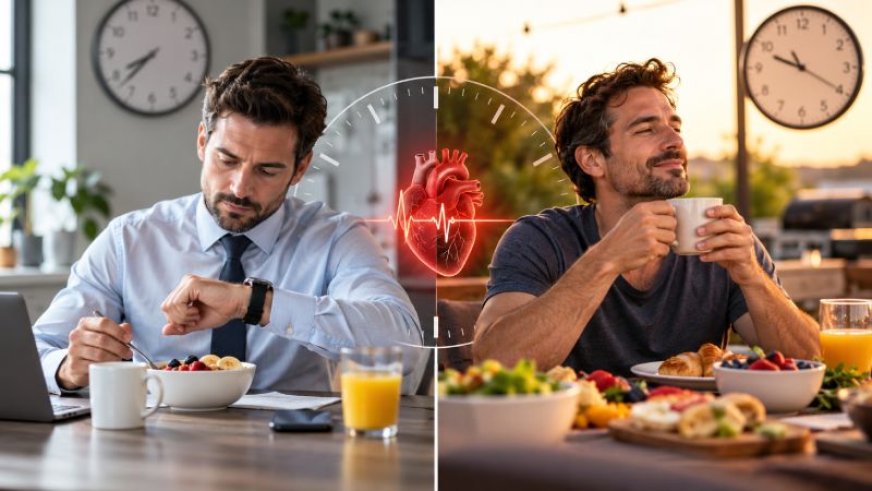 manger a des heures differentes le week end un risque pour le coeur des hommes