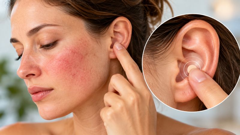 rosacee un geste de 30 secondes sur oreille reduit les rougeurs