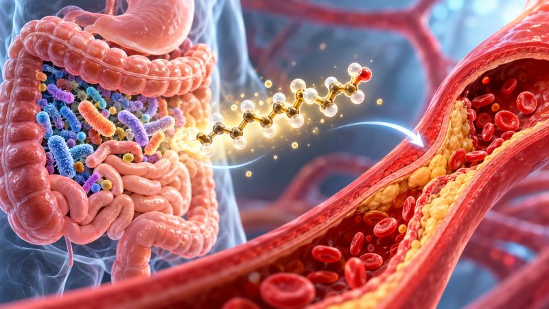 une bacterie de intestin fabrique un gras qui reduit de moitie les plaques des arteres